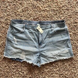 aerie Light Blue Distressed Denim Shorts